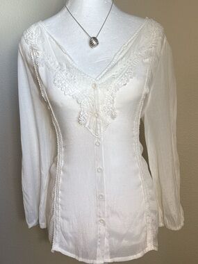 Charlotte Russe Button Up Romantic Blouse Cottagecore Romantic Boho